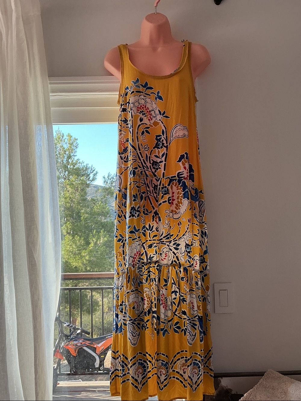 Anthropologie Yellow Floral Maxi Dress — Sleeveless Summer Dress